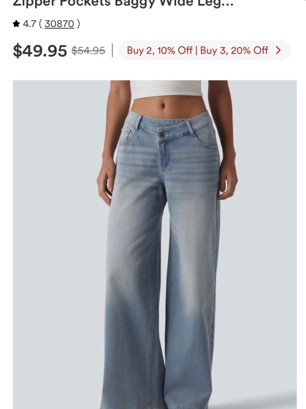 Light wash Halara asymmetrical jeans size medium